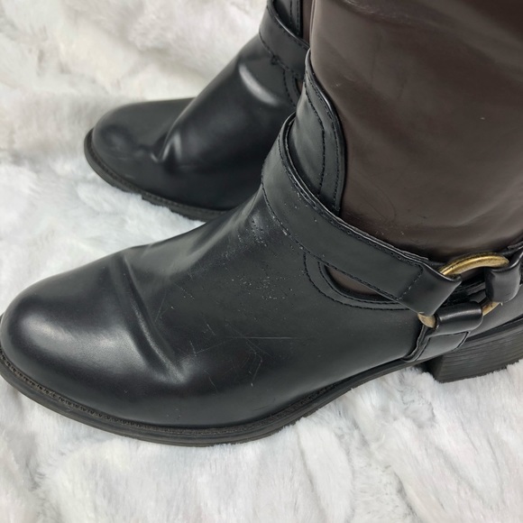 Chaps Brown And Black Rider Boots with a Buckle 7B - Picture 6 of 14